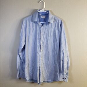 Duchamp London Slim Fit Dress Shirt 16/L Light Blue Long Sleeve Button Down